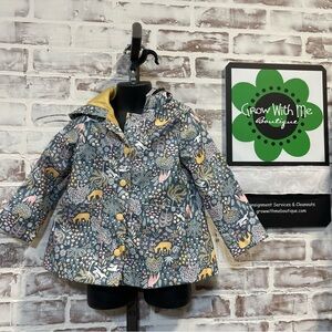Rachel Zoe Kids Raincoat with Animal Print in Blue and Yellow 2T